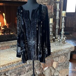 Chico’s Burnout and Black Velvet Women's Top